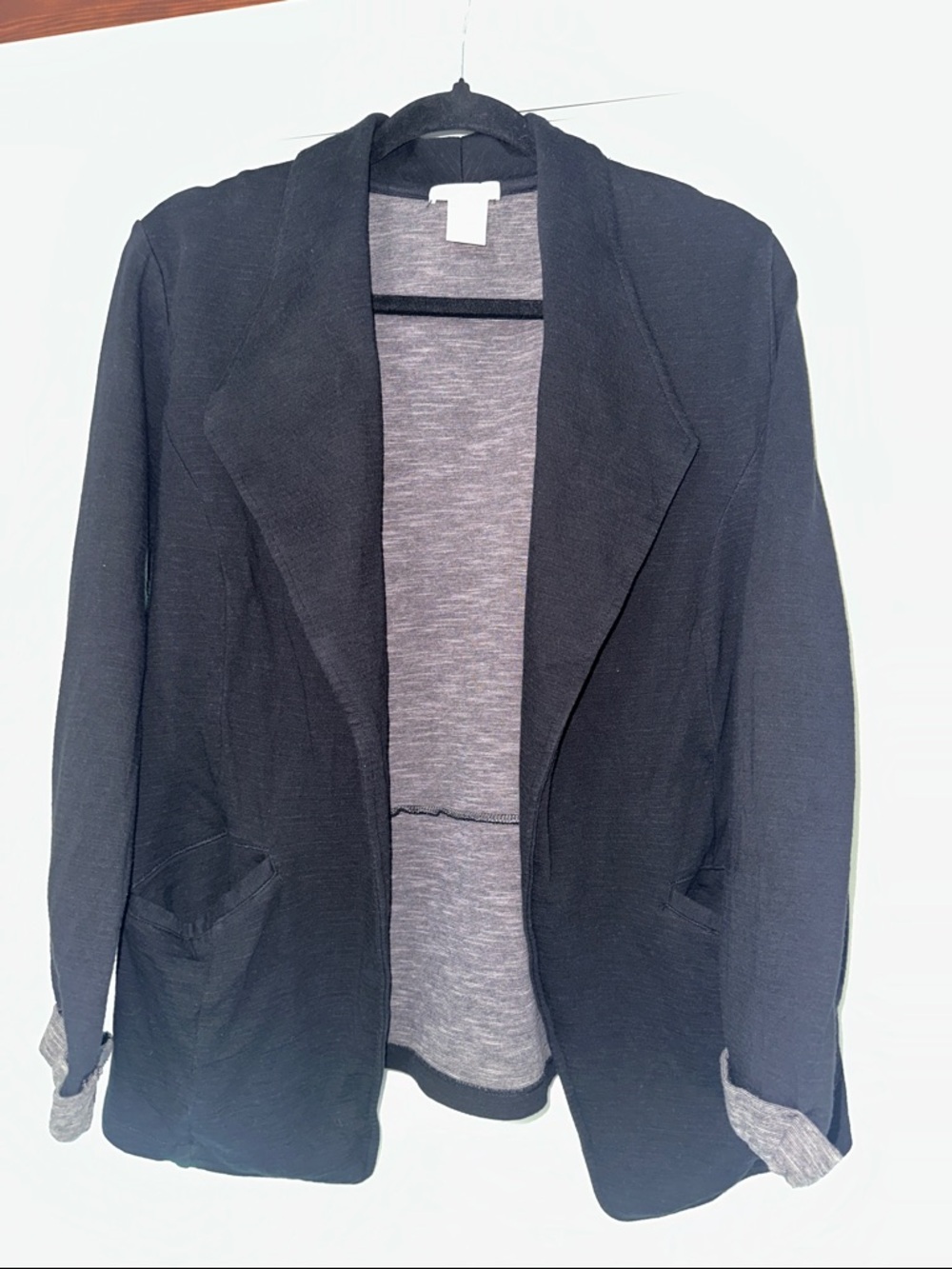 Matty M Black Open-Front Knit Blazer 100% COTTON